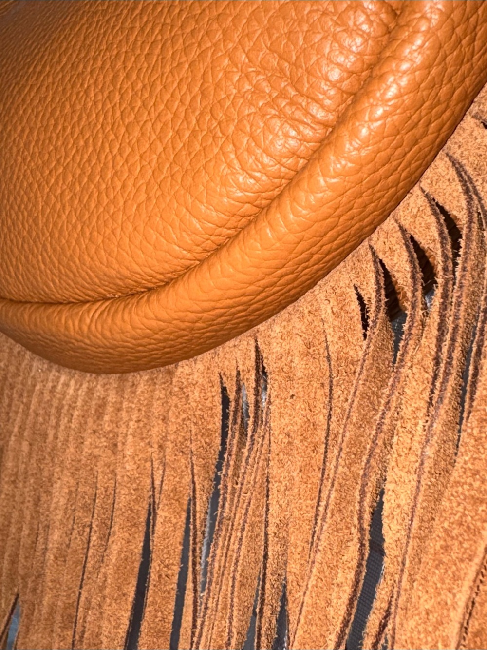 NWT Marlon Italy Leather Fringe Hobo Crossbody Bag Camel Brown Boho - Picture 4 of 14